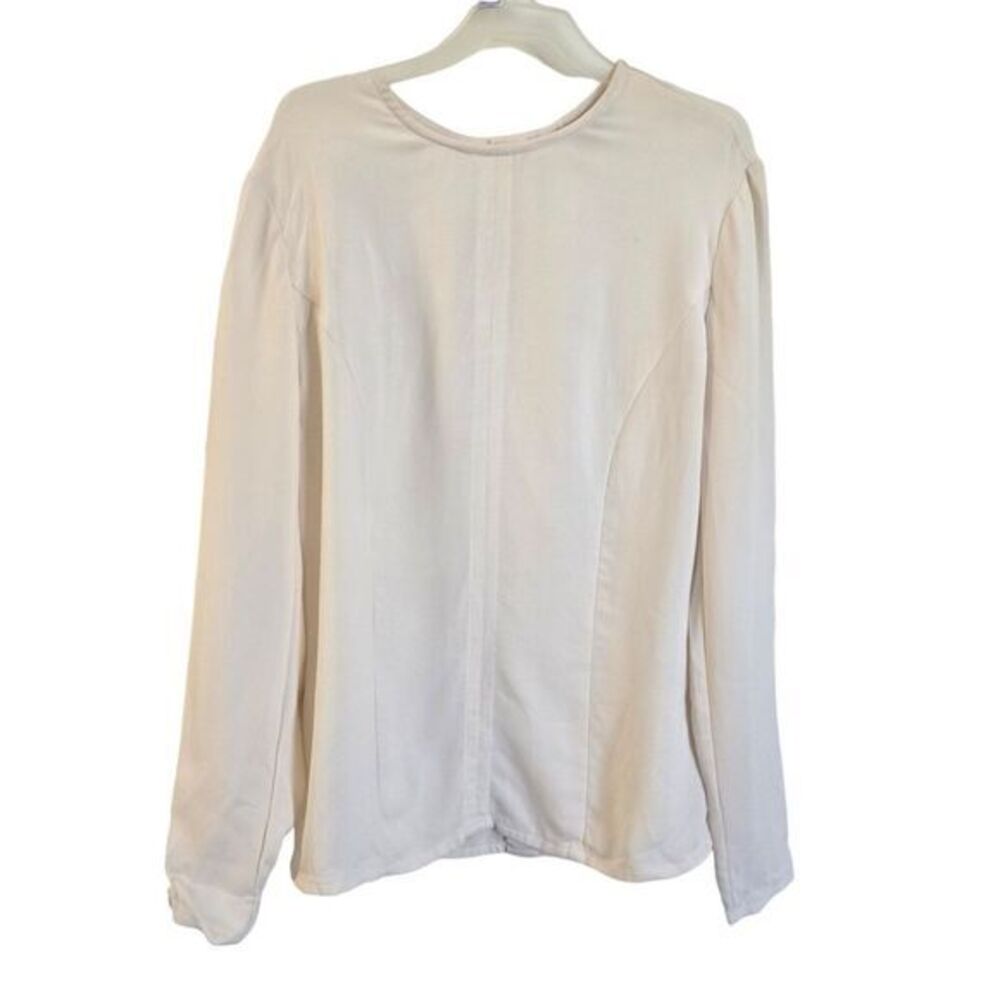 Studio 121 Cream Beige 100% Silk Longsleeve Blouse Top Sz 2 Quiet Luxury Vintage - Picture 2 of 12